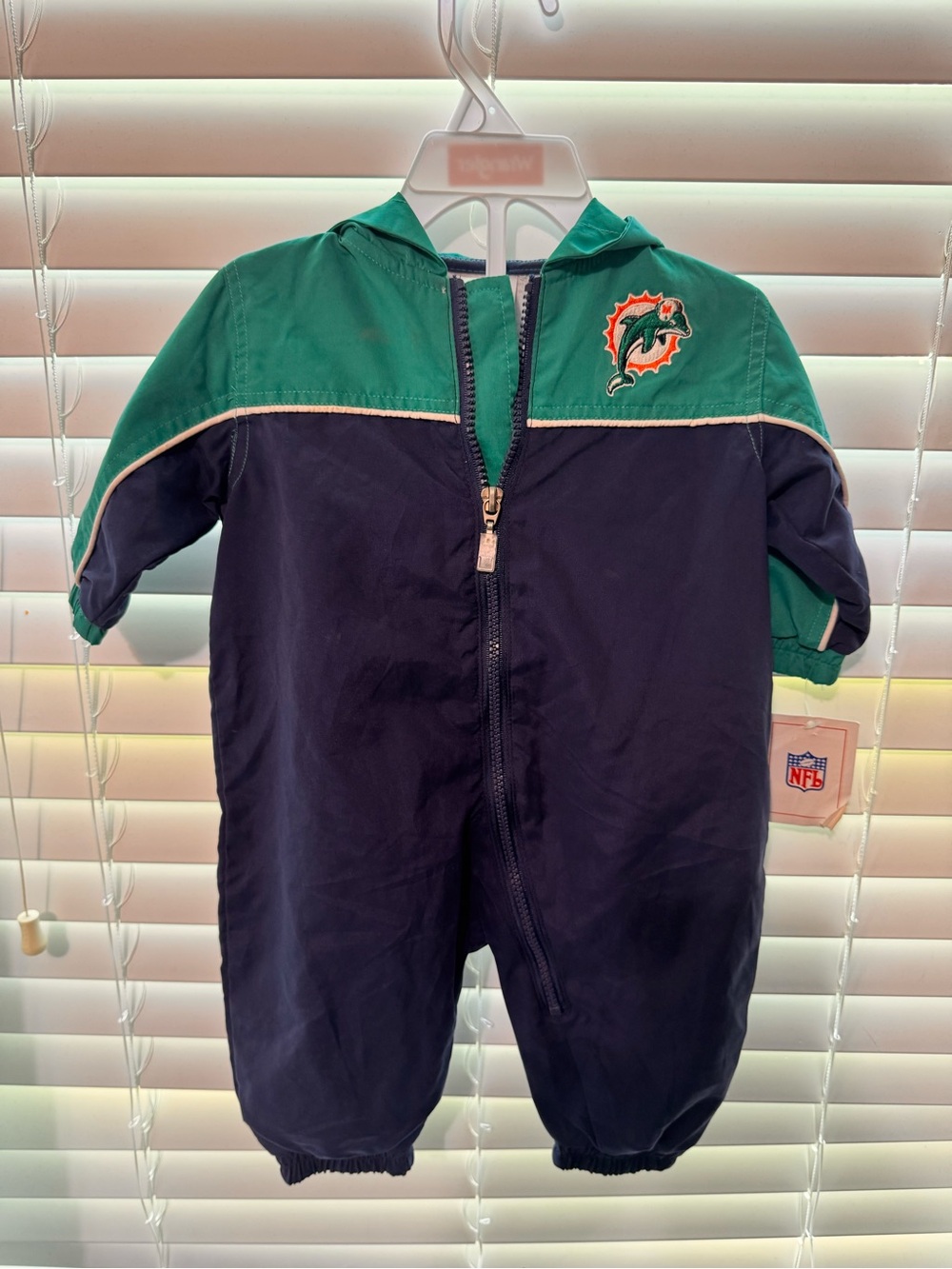NFL Infant Hooded One-Piece in Teal and Navy with Dolphins Patch